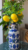 Handcrafted Blue &amp; White Patterned Ceramic Vase | Medium Size