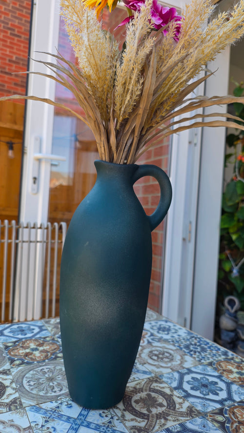 Handcrafted Blue with White Gradient effect Ceramic Vase | Large Size