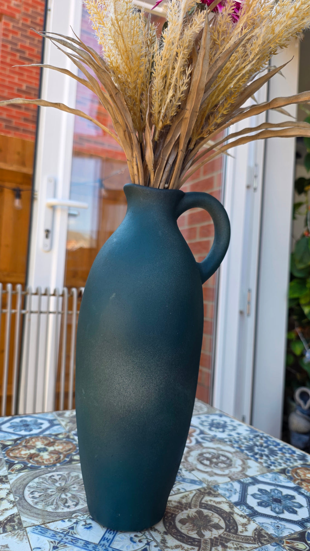 Handcrafted Blue with White Gradient effect Ceramic Vase | Large Size
