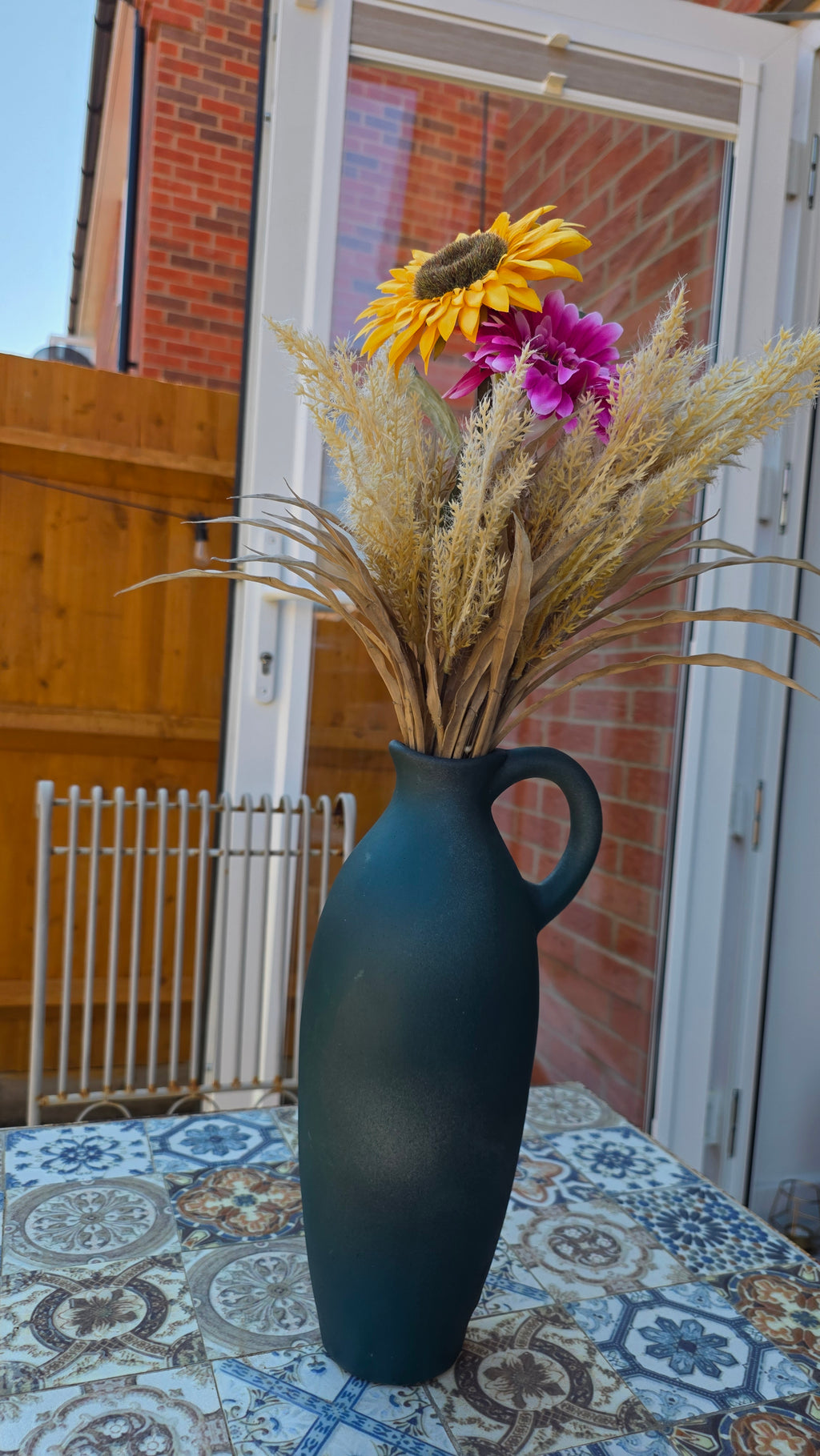 Handcrafted Blue with White Gradient effect Ceramic Vase | Large Size
