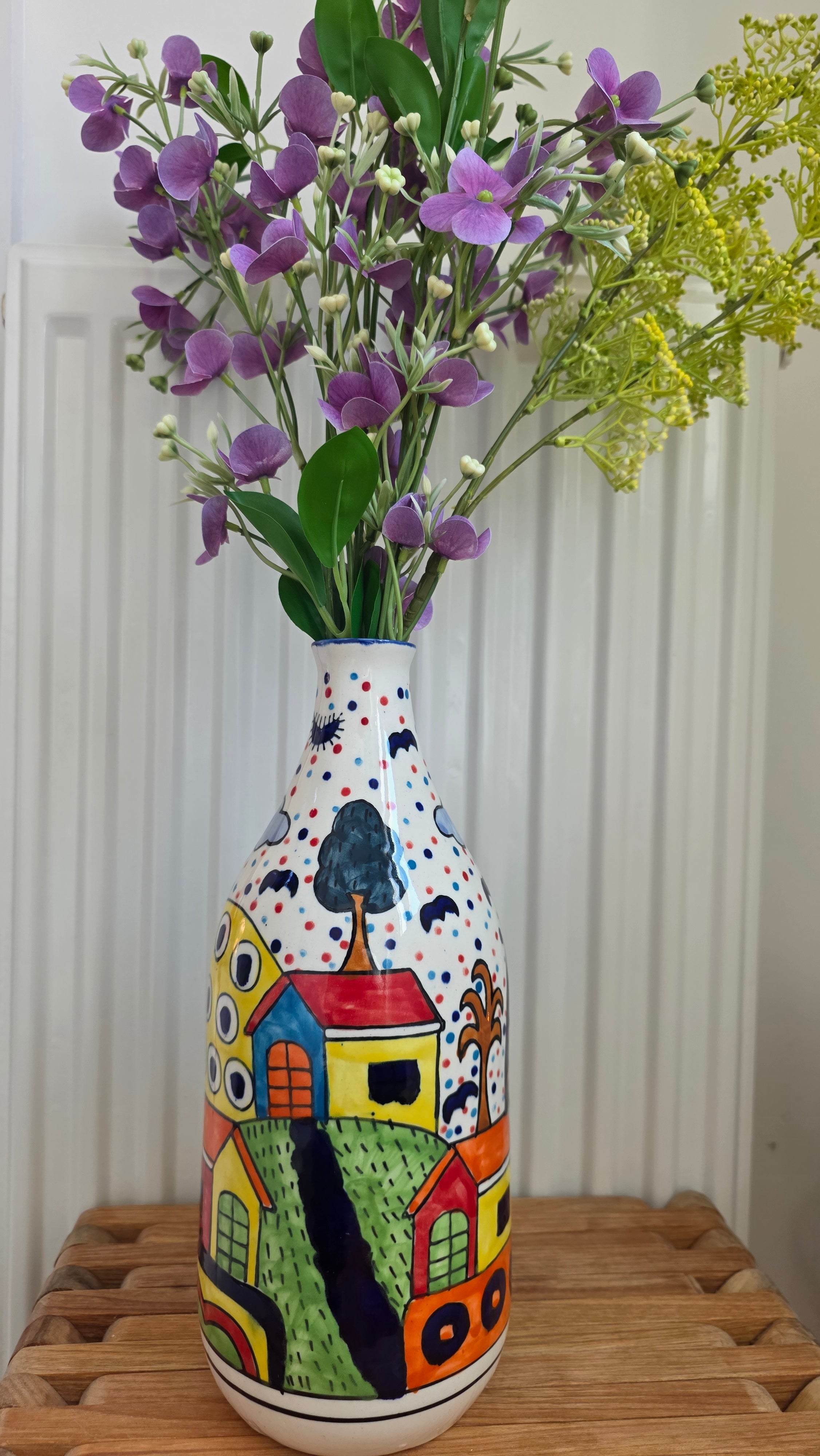 Handcrafted Colourful Patterned Ceramic Vase | Medium Size