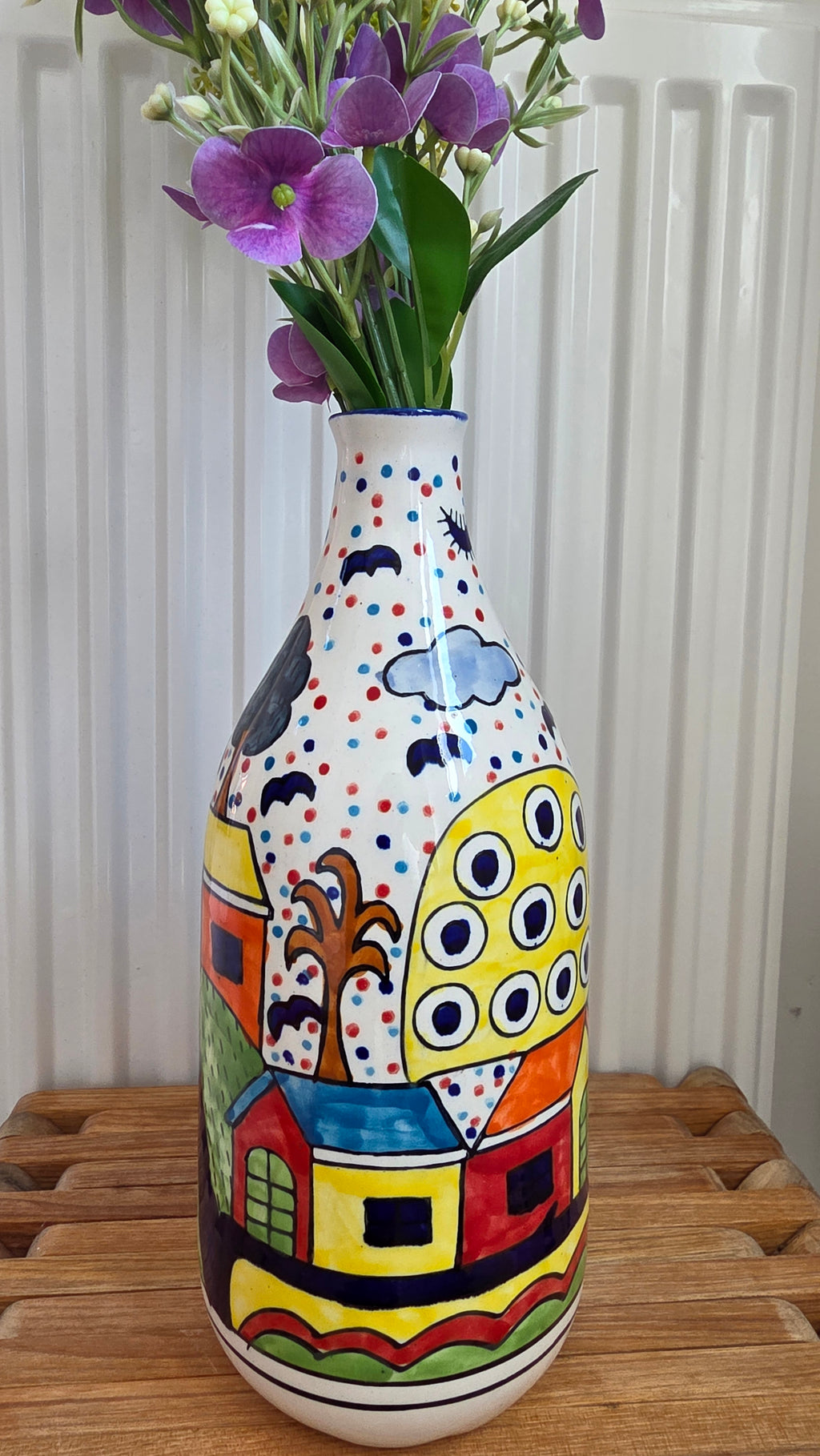 Handcrafted Colourful Patterned Ceramic Vase | Medium Size