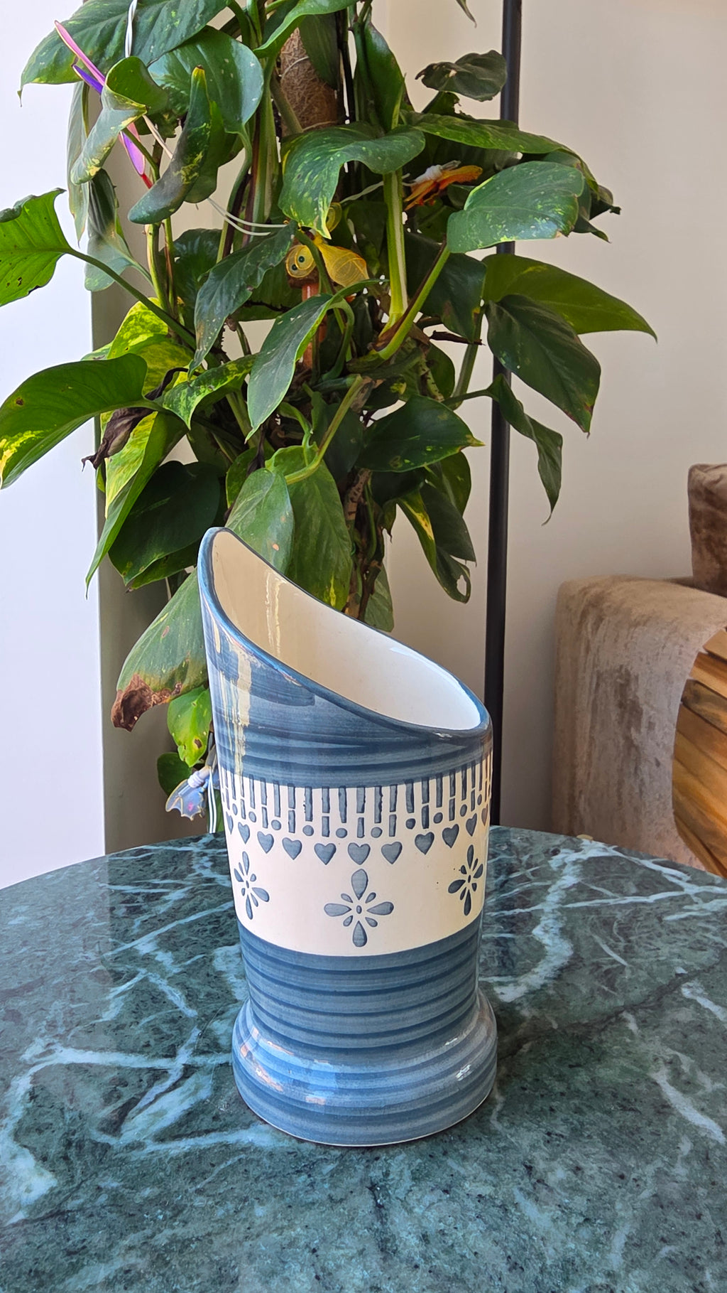 Handcrafted Patterned Ceramic Tissue Holder