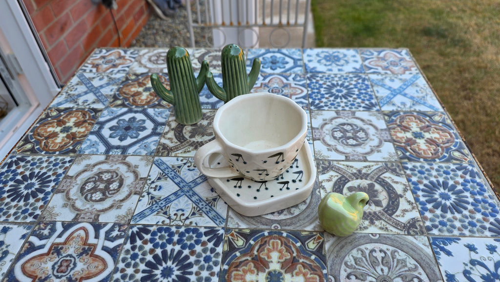 Handcrafted Green Cactus Ceramic Salt &amp; Pepper Shaker Set – Small 2 Piece