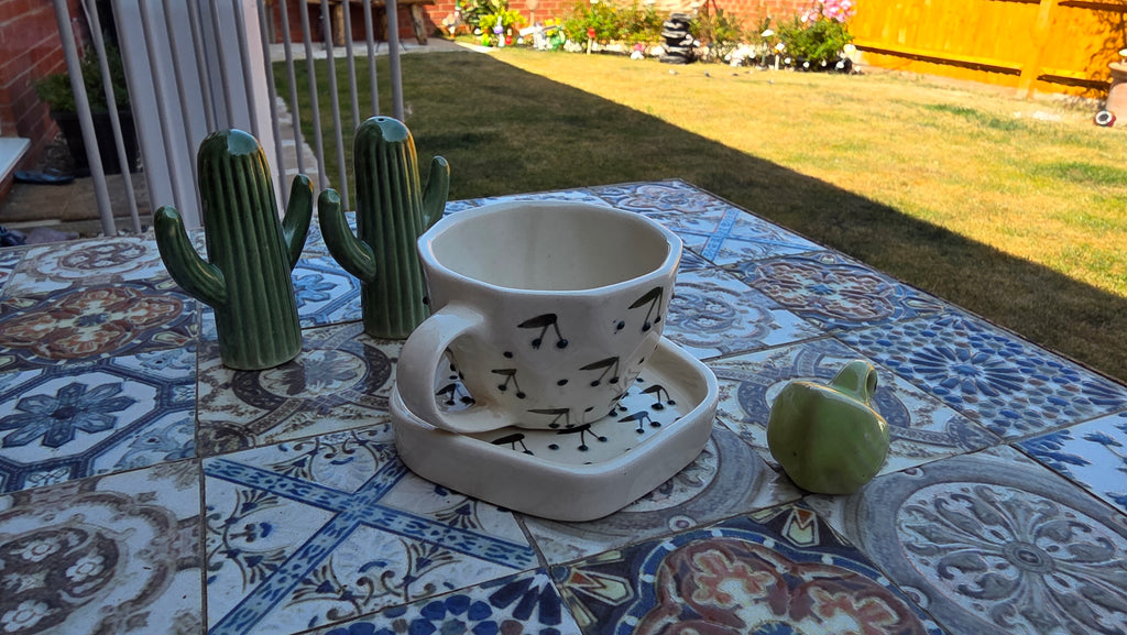 Handcrafted Green Cactus Ceramic Salt &amp; Pepper Shaker Set – Small 2 Piece