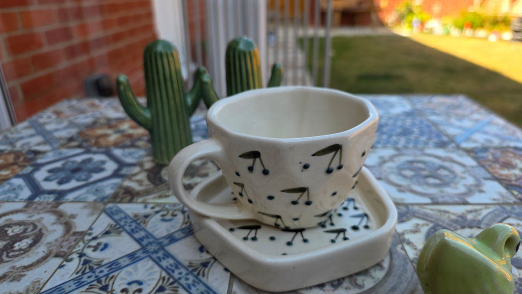Handcrafted Green Cactus Ceramic Salt &amp; Pepper Shaker Set – Small 2 Piece