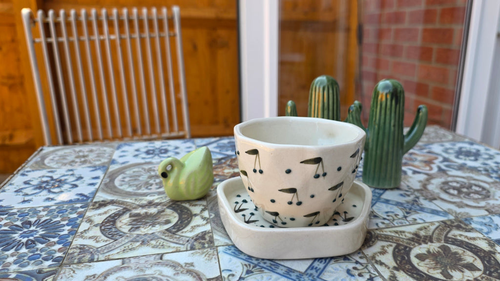 Handcrafted Patterned Ceramic Cup & Saucer Set