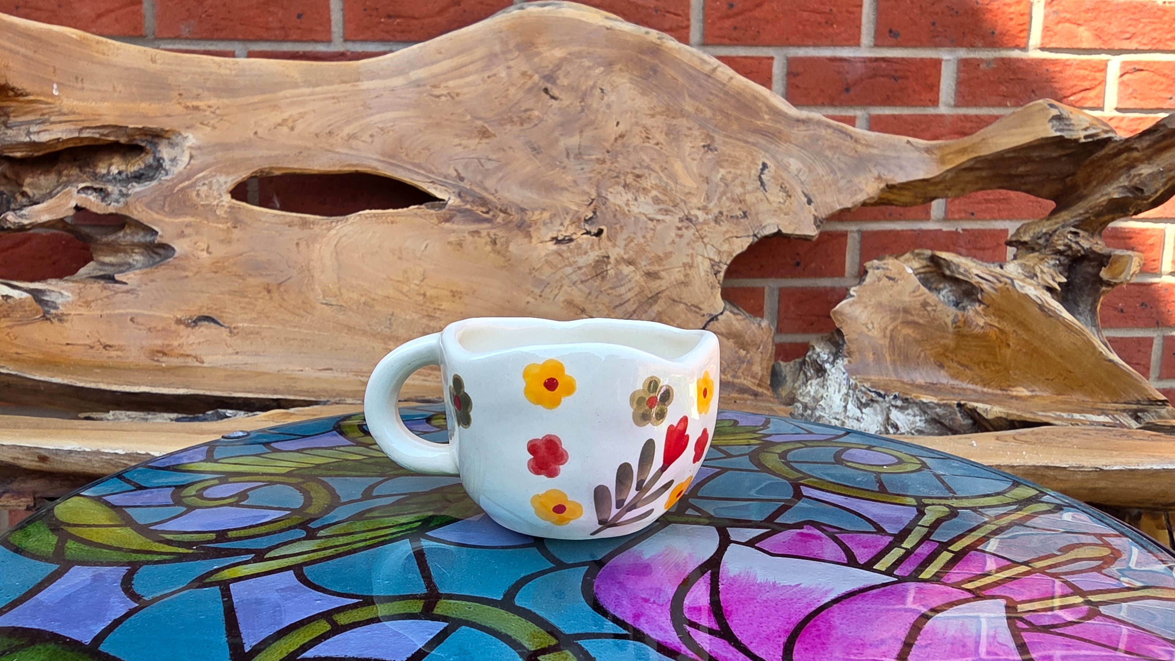 Handcrafted Colourful Floral Ceramic Cup