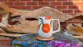 Handcrafted Long Orange Design Ceramic Mug
