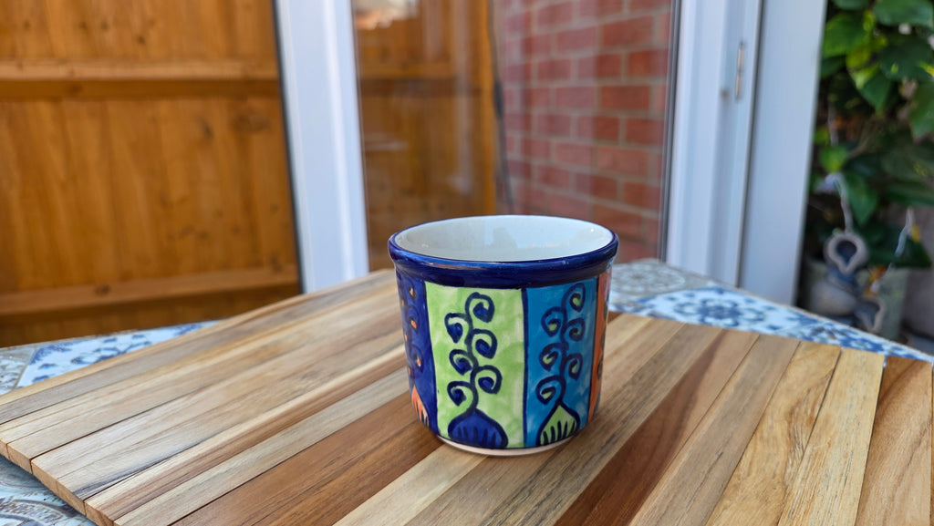 Handcrafted Colourful Patterned Ceramic Plant Pot – Small