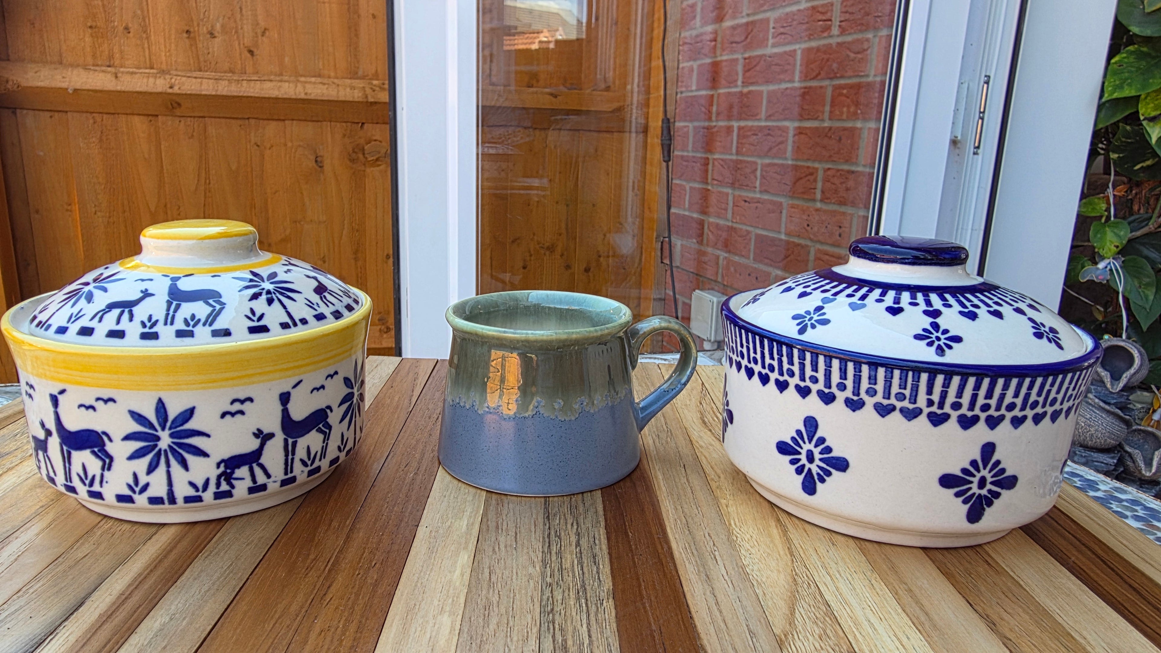 Handcrafted Patterned Ceramic Food Bowl with Lid – Small to Medium
