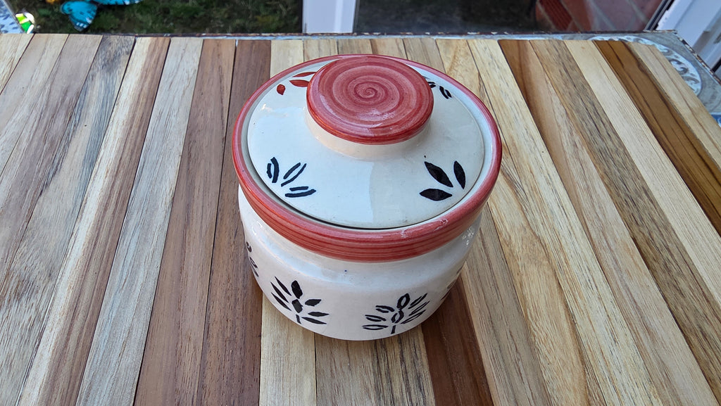 Handcrafted Brown Patterned Ceramic Storage Jar – Medium/Small