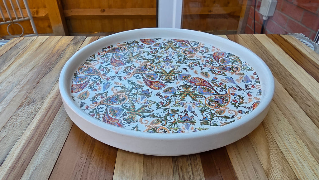 Handcrafted Patterned Ceramic Platter Set – 2 Piece