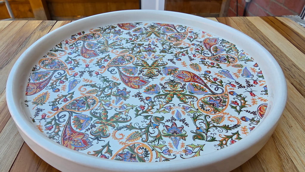Handcrafted Patterned Ceramic Platter Set – 2 Piece