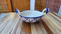 Handcrafted Blue Patterned Ceramic Food Bowl with Handles
