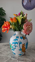Handcrafted Hand-Coloured Colourful Bird Ceramic Vase | Large Size