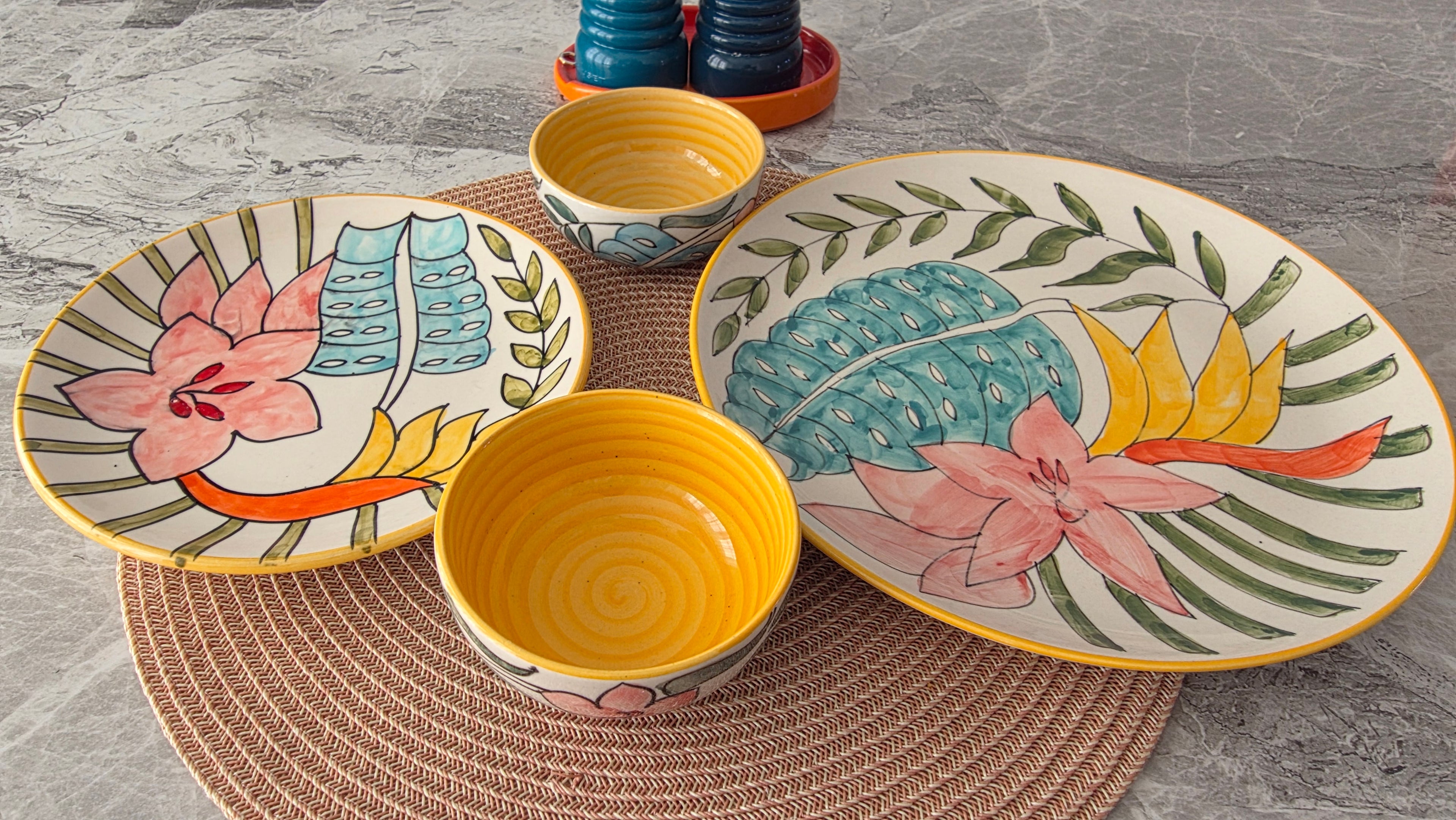 Handcrafted Colourful Ceramic Plate Set – 4 Piece