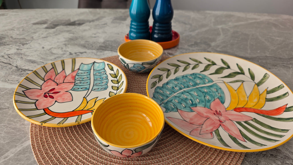 Handcrafted Colourful Ceramic Plate Set – 4 Piece