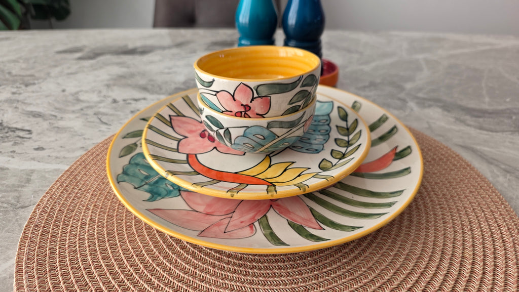 Handcrafted Colourful Ceramic Plate Set – 4 Piece