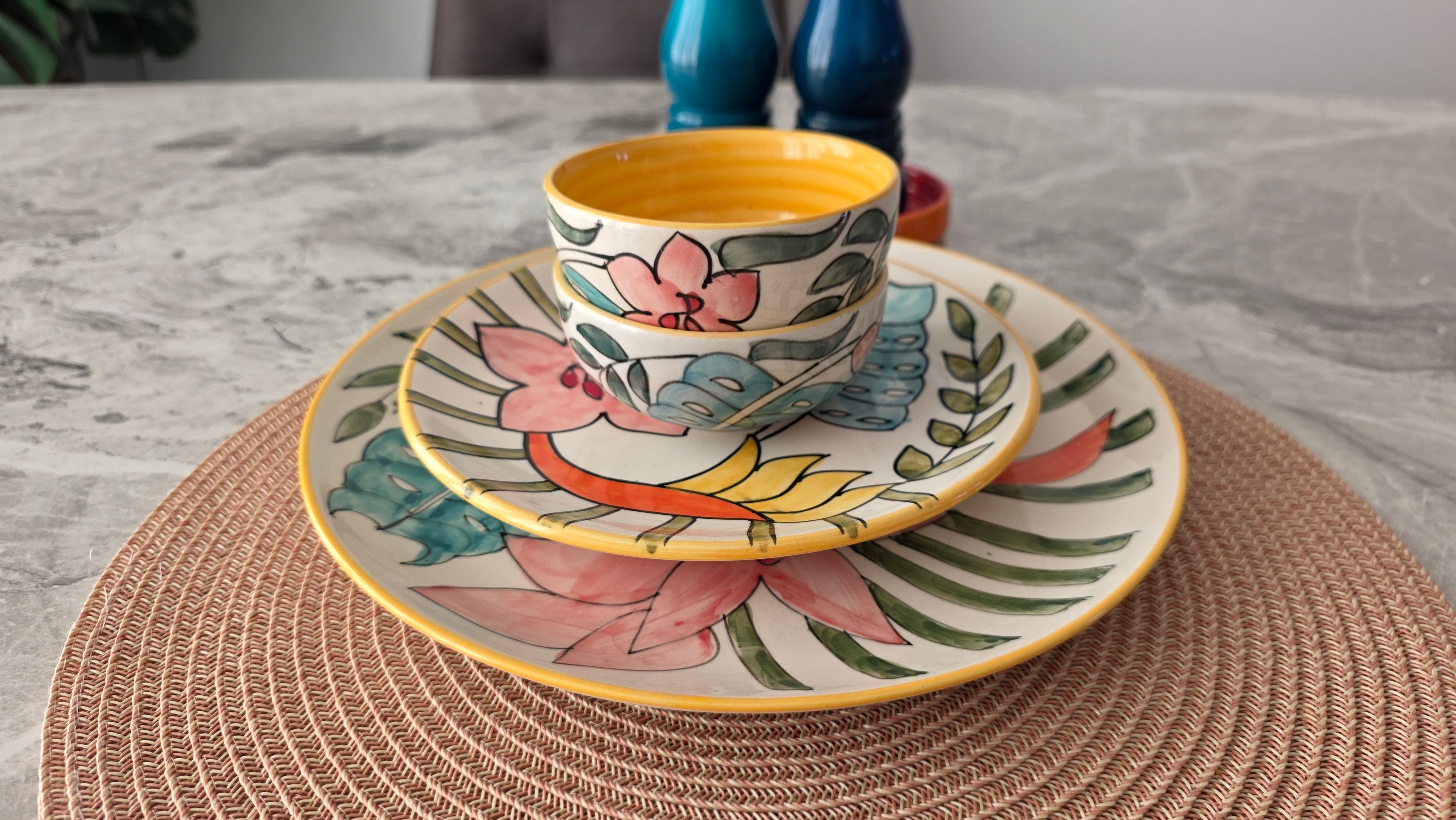 Handcrafted Colourful Ceramic Plate Set – 4 Piece