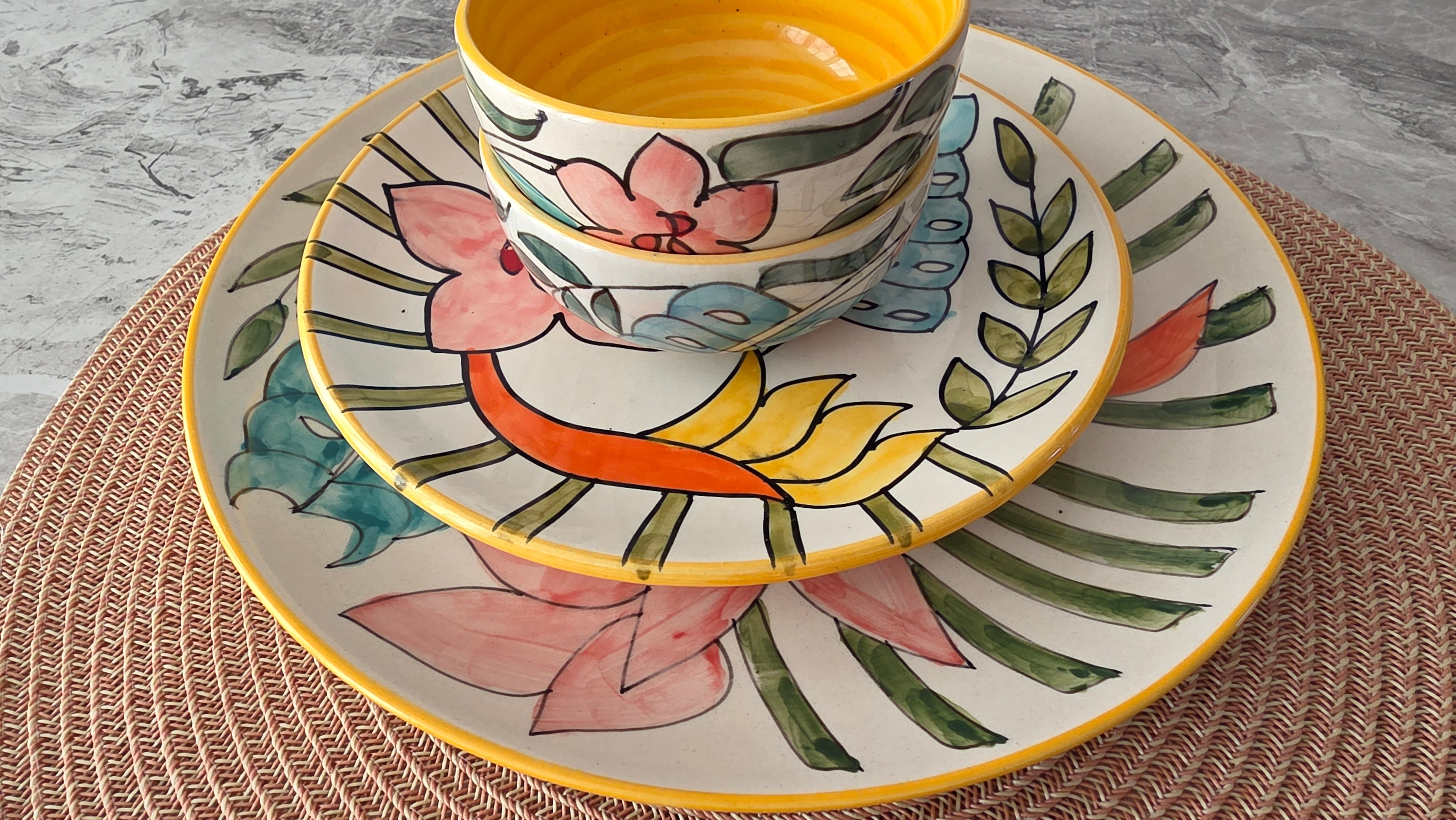 Handcrafted Colourful Ceramic Plate Set – 4 Piece