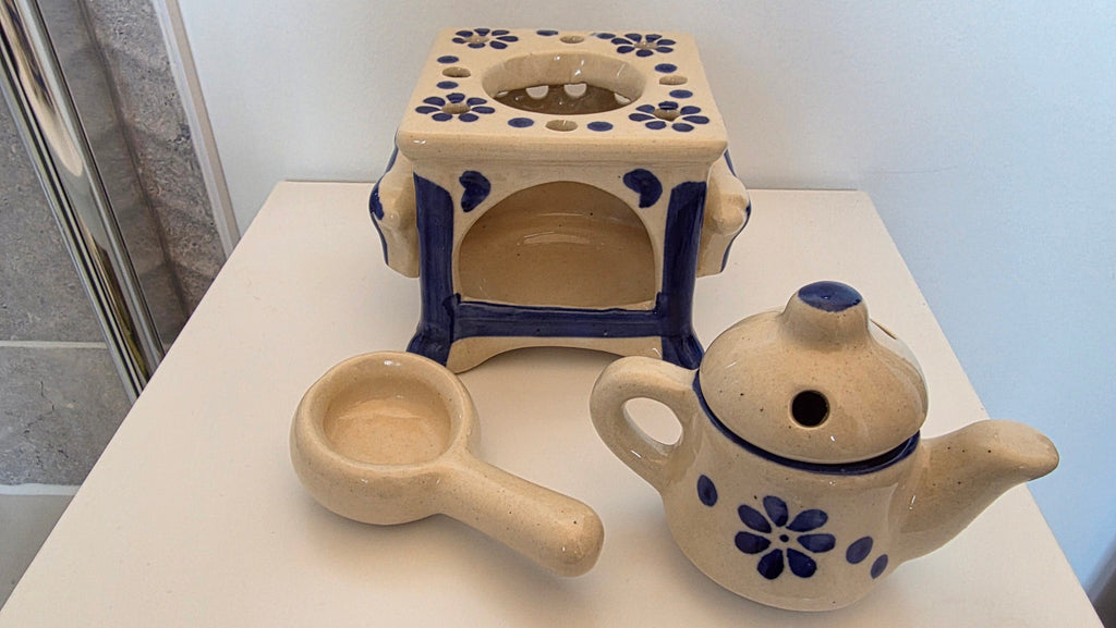 Unique Blue Patterned Ceramic Aroma Set