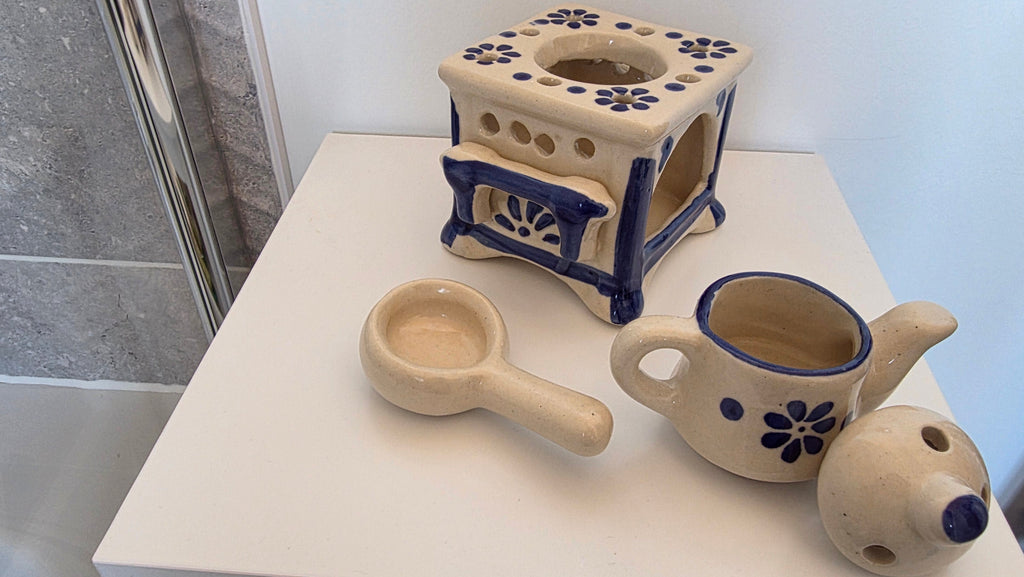 Unique Blue Patterned Ceramic Aroma Set