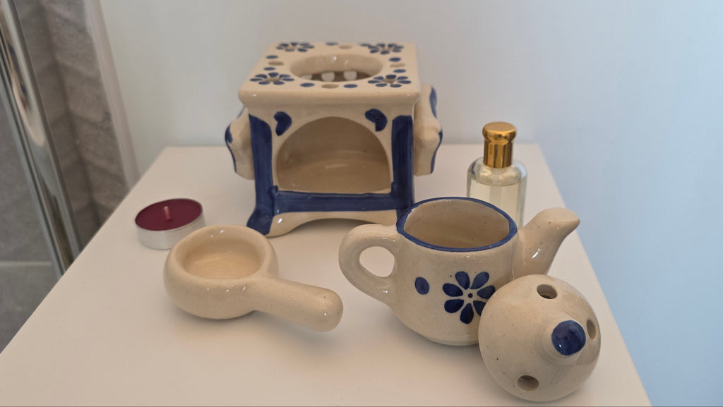 Unique Blue Patterned Ceramic Aroma Set