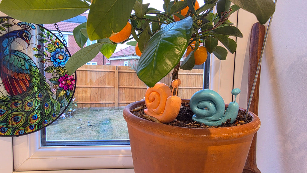 Handmade Pastel Snail Plant Decor – Set of 2