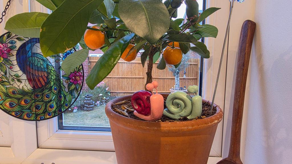 Handmade Pastel Snail Plant Decor – Set of 2