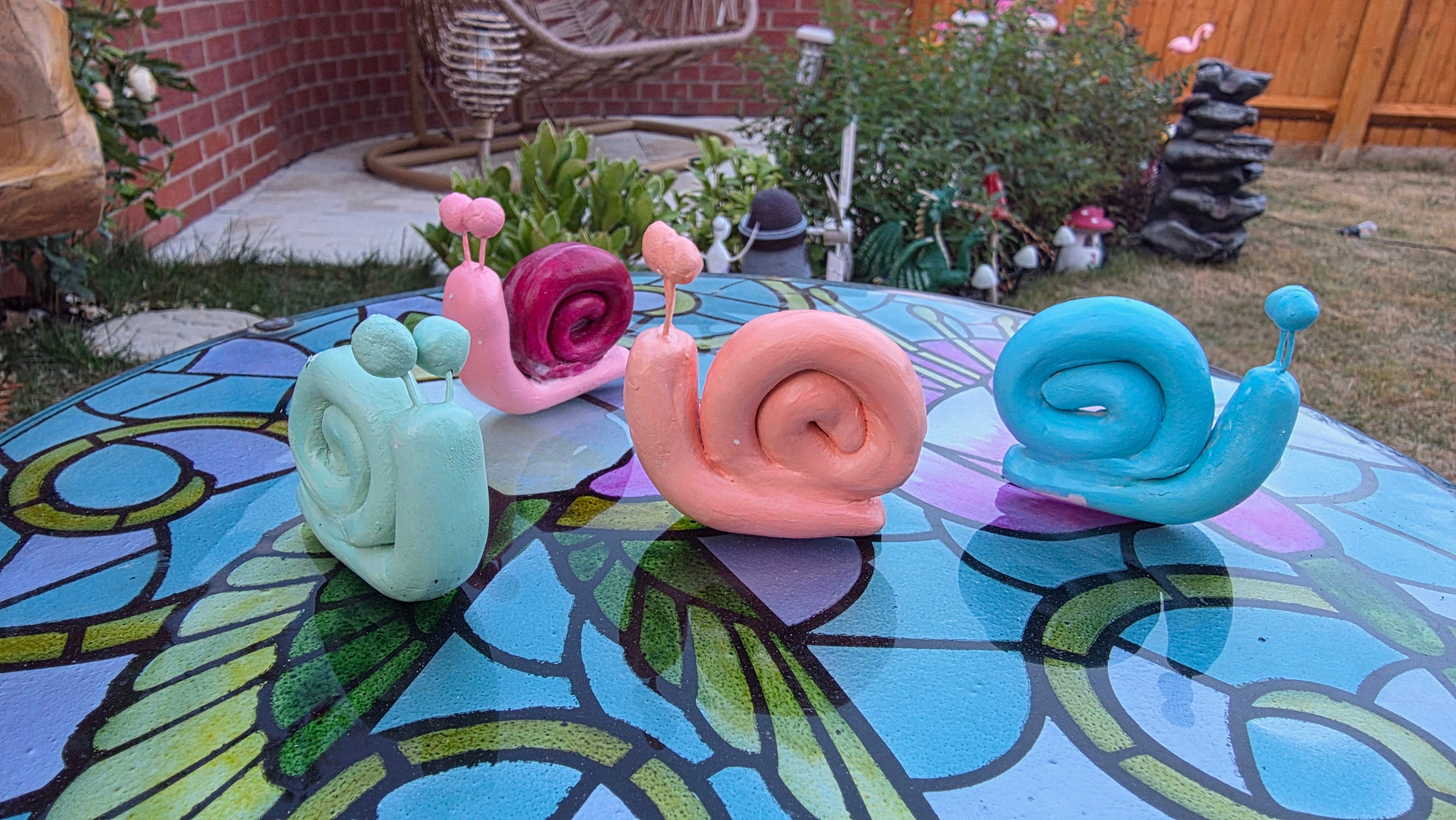 Handmade Pastel Snail Plant Decor – Set of 2