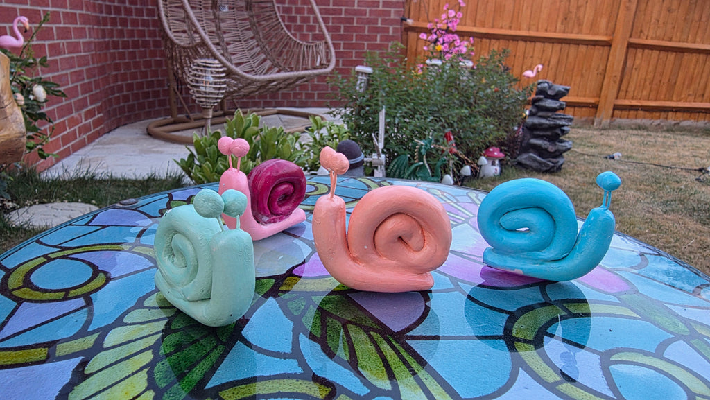 Handmade Pastel Snail Plant Decor – Set of 2