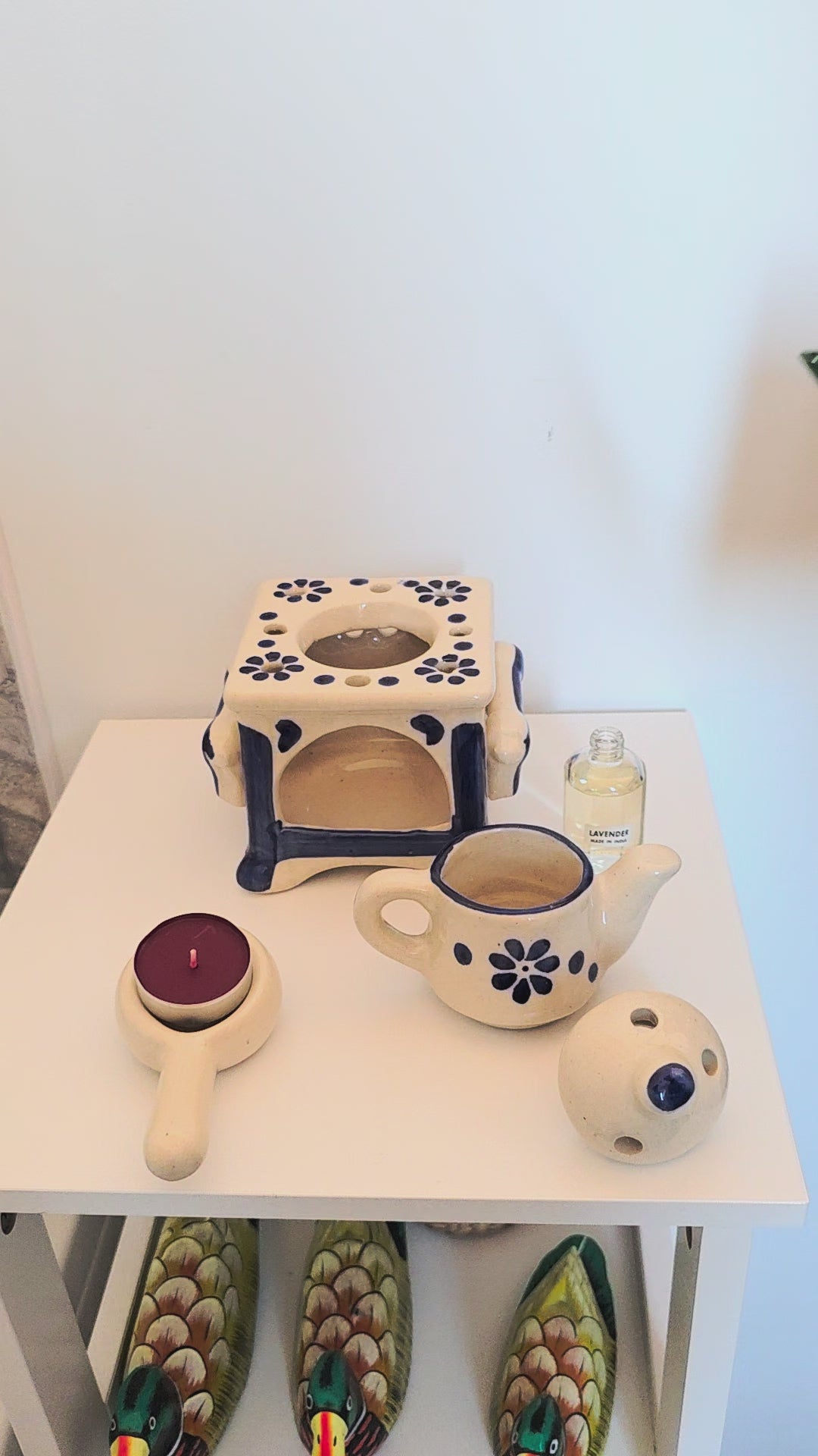 Unique Blue Patterned Ceramic Aroma Set